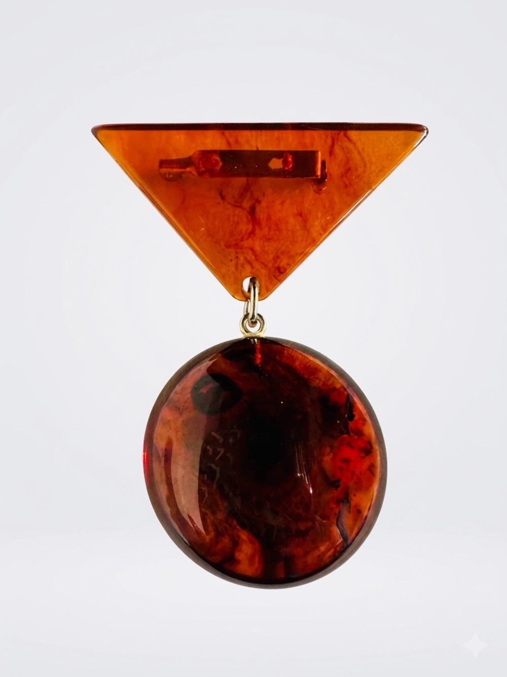 Vintage 1930s Art Deco Translucent Root Beer BAKELITE Dangle Brooch Pin - Tested